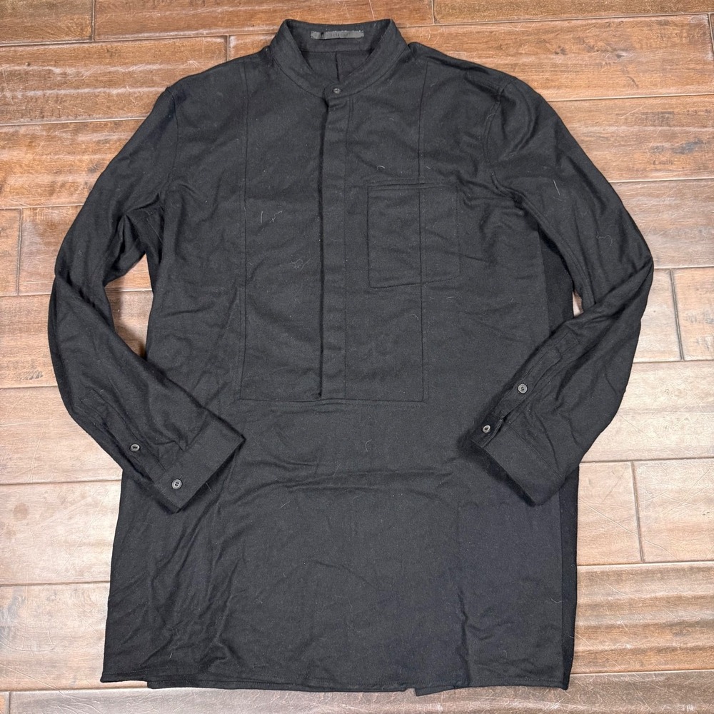 Haider Ackermann Tunic‎ Shirt Long Sleeve Minimal Lagenlook | Black | Size Large